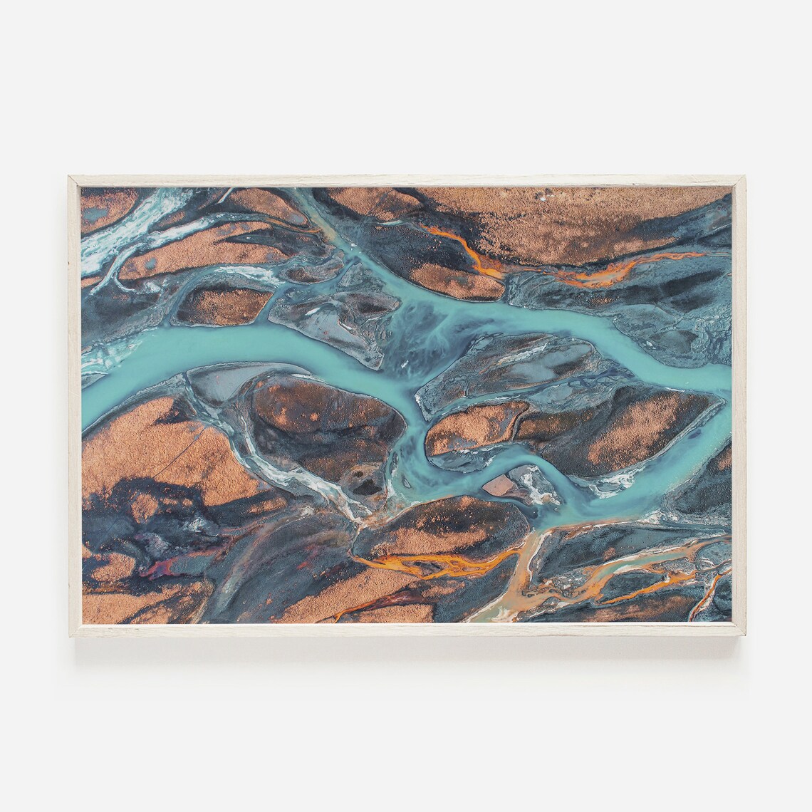 Iceland Braided River Aerial Turquoise Water Abstract Landscape Poster