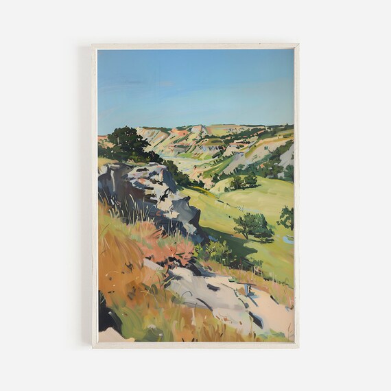 Theodore Roosevelt Badlands North Dakota Colorful Buttes Painting Poster