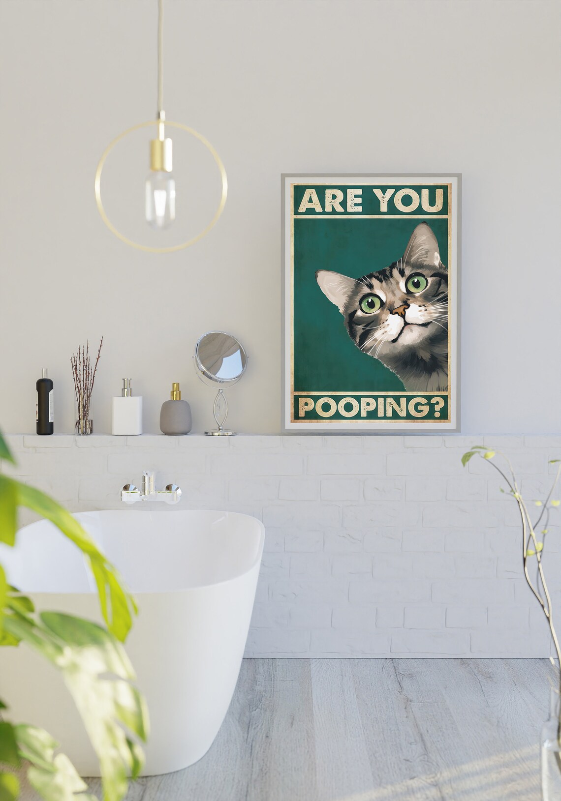 Are You Pooping Cat Funny Bathroom Poster - Image 2
