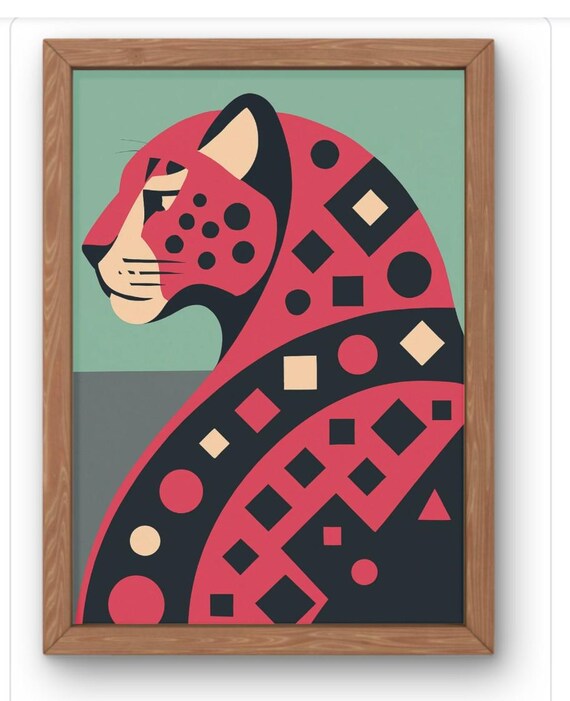 Geometric Leopard Art Print Abstract Jungle Cat Poster Bold Modern Aniaml Wall Artgraphic Wild Artwork For Contemporary Interiors