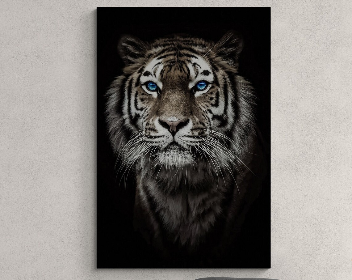 Tiger Wall Art, Blue Eyes Tiger Animal Print - Image 2