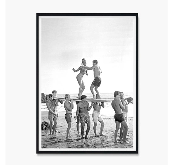 Party On A Surfboard Vintage Print Vintage Surfboard Posters Vintage Surfing Wall Art Retro Surf Posters Retro Beach Vintage Photography