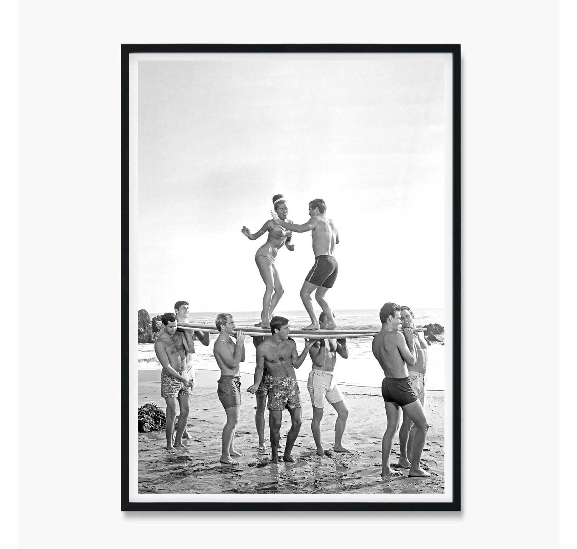 Party On A Surfboard Vintage Print Vintage Surfboard Posters Vintage Surfing Wall Art Retro Surf Posters Retro Beach Vintage Photography