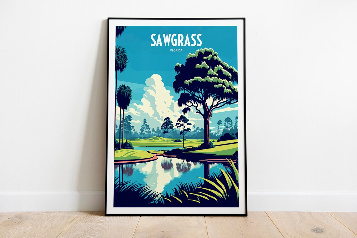TPC Sawgrass Golf Course Art Print, Golf Decor