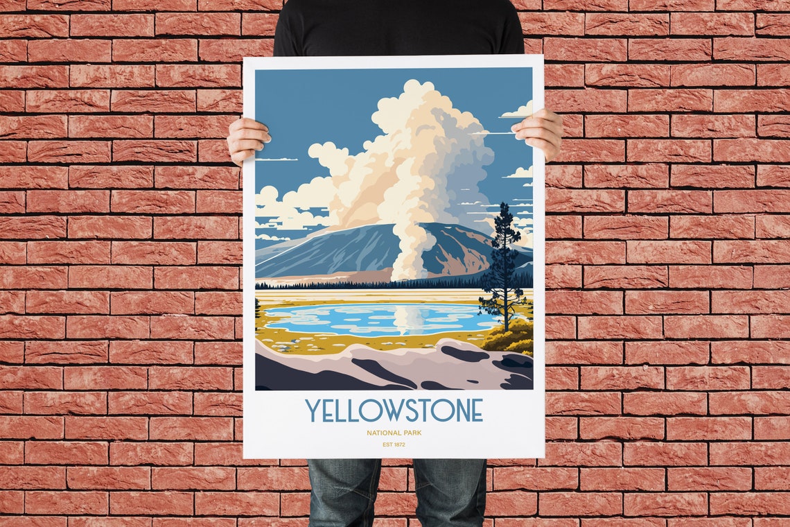 Yellowstone National Park Travel Print National Park Travel Art Yellowstone Travel Print Usa National Park Yellowstone Travel Poster - Image 3