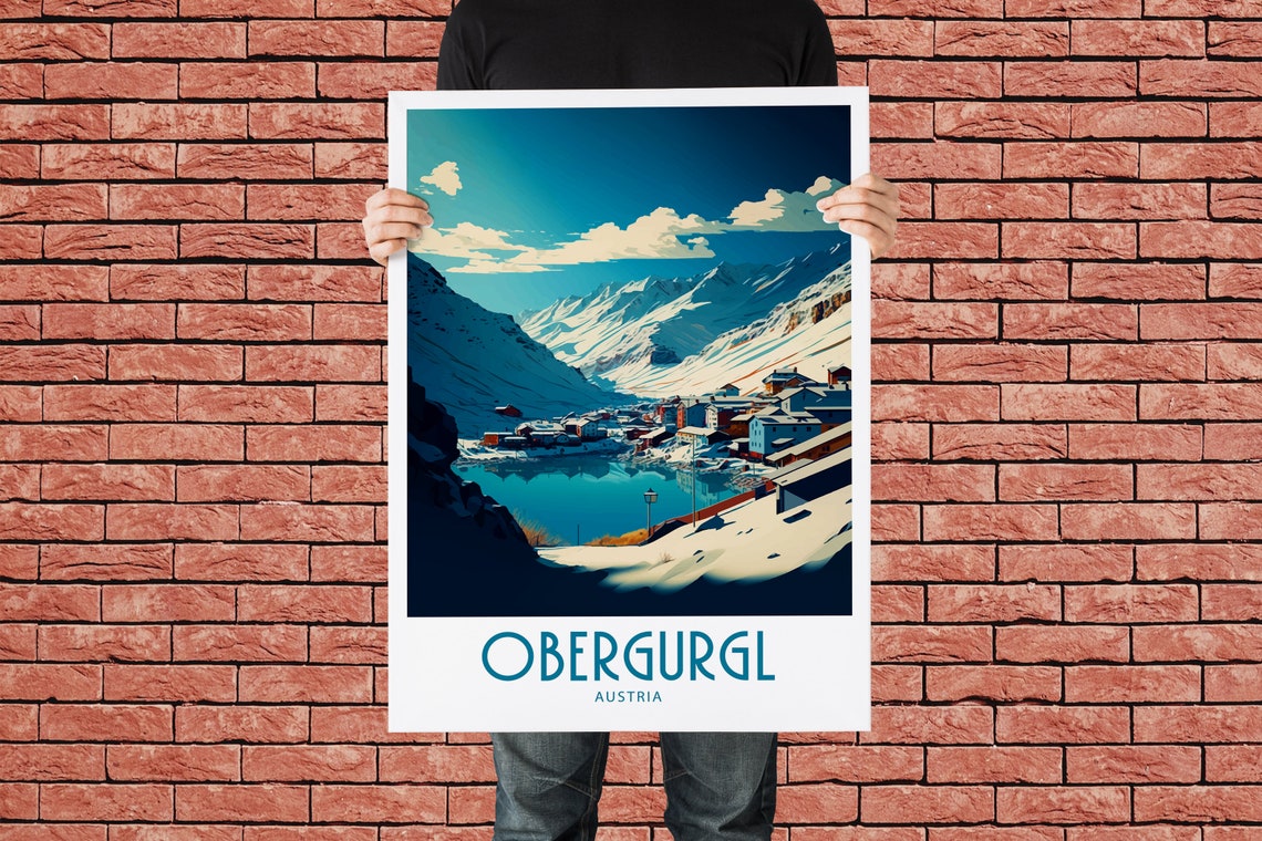Obergurgl Austria Snowy Alpine Village Lake View Travel Poster - Image 2