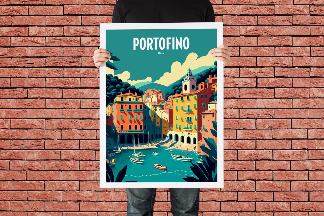 Portofino Italy Colorful Harbor Boats Italian Riviera Poster - Image 3