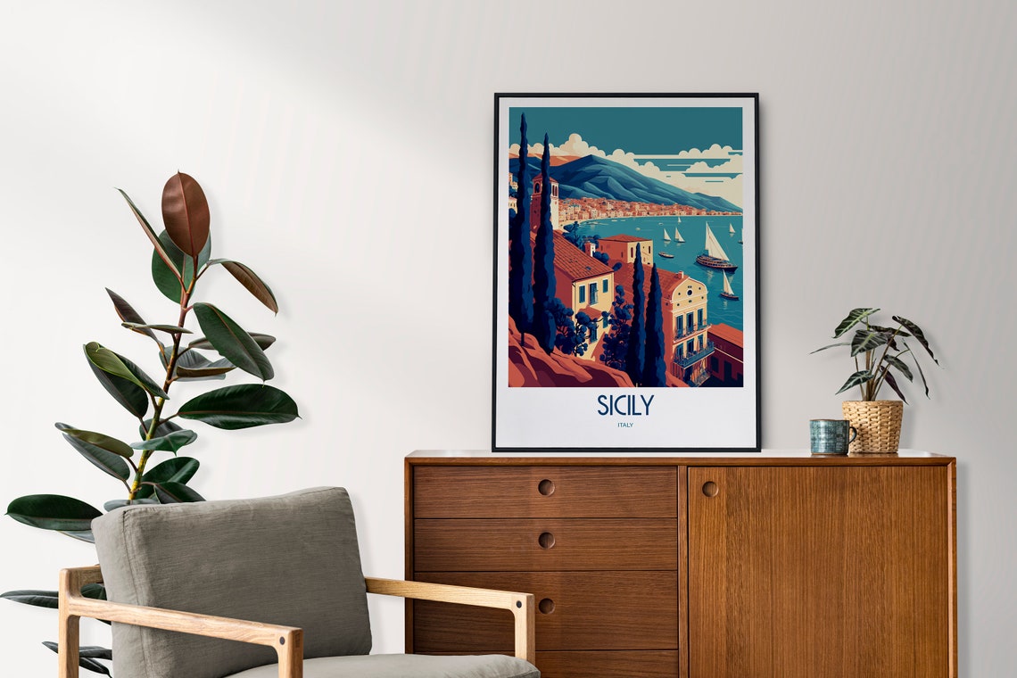 Sicily Italy Travel Print Sicily Seaside Travel Art Sicily Travel Print Italy Landmark Print Sicily Travel Poster - Image 2