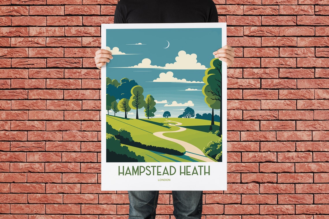 Hampstead Heath Uk Travel Print London Landmark Travel Art Hampstead Heath Travel Print London Park Landmark Hampstead Travel Poster - Image 3