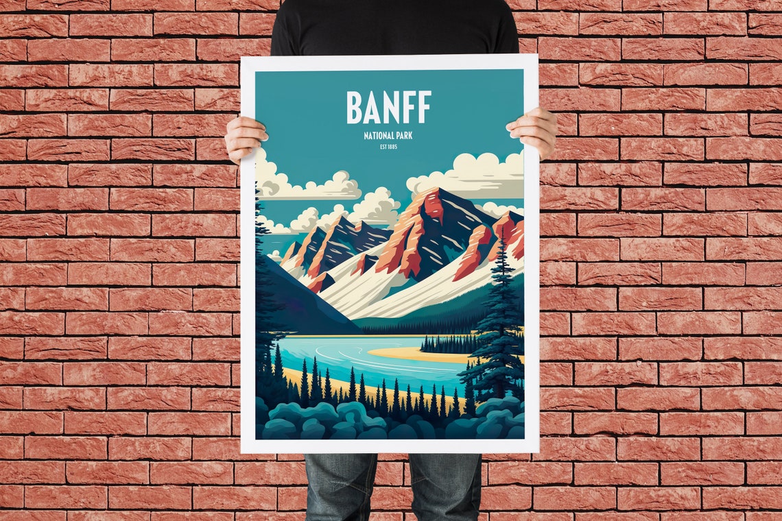 Banff National Park Canada Travel Poster with Mountains and Lake - Image 5
