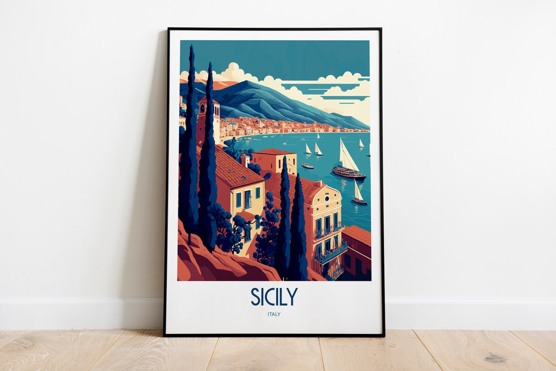 Sicily Italy Travel Print Sicily Seaside Travel Art Sicily Travel Print Italy Landmark Print Sicily Travel Poster