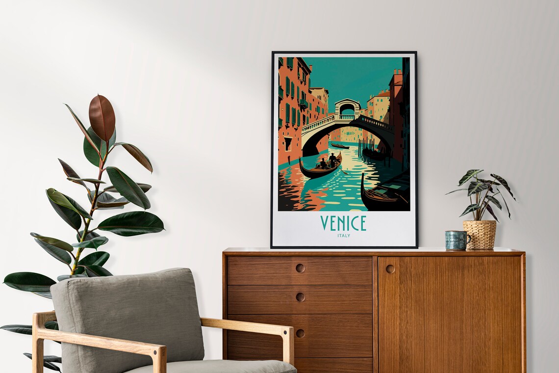 Venice Italy Travel Poster with Gondolas and Grand Canal Bridge - Image 5