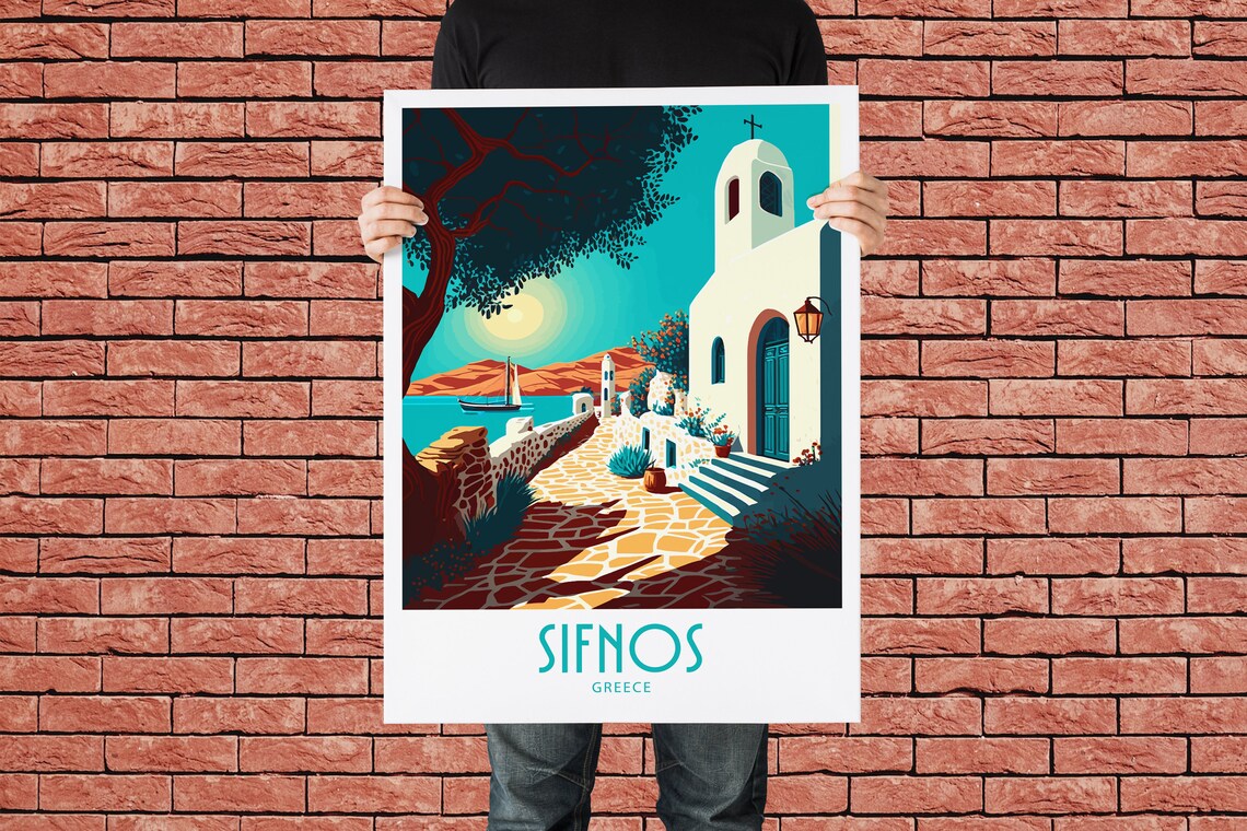 Sifnos Greece Island Travel Poster Vintage Seaside Village Art - Image 2