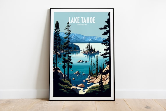 Lake Tahoe Travel Poster, Lake House Decor