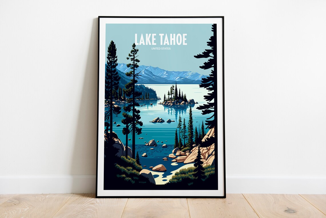 Lake Tahoe Travel Poster, Lake House Decor