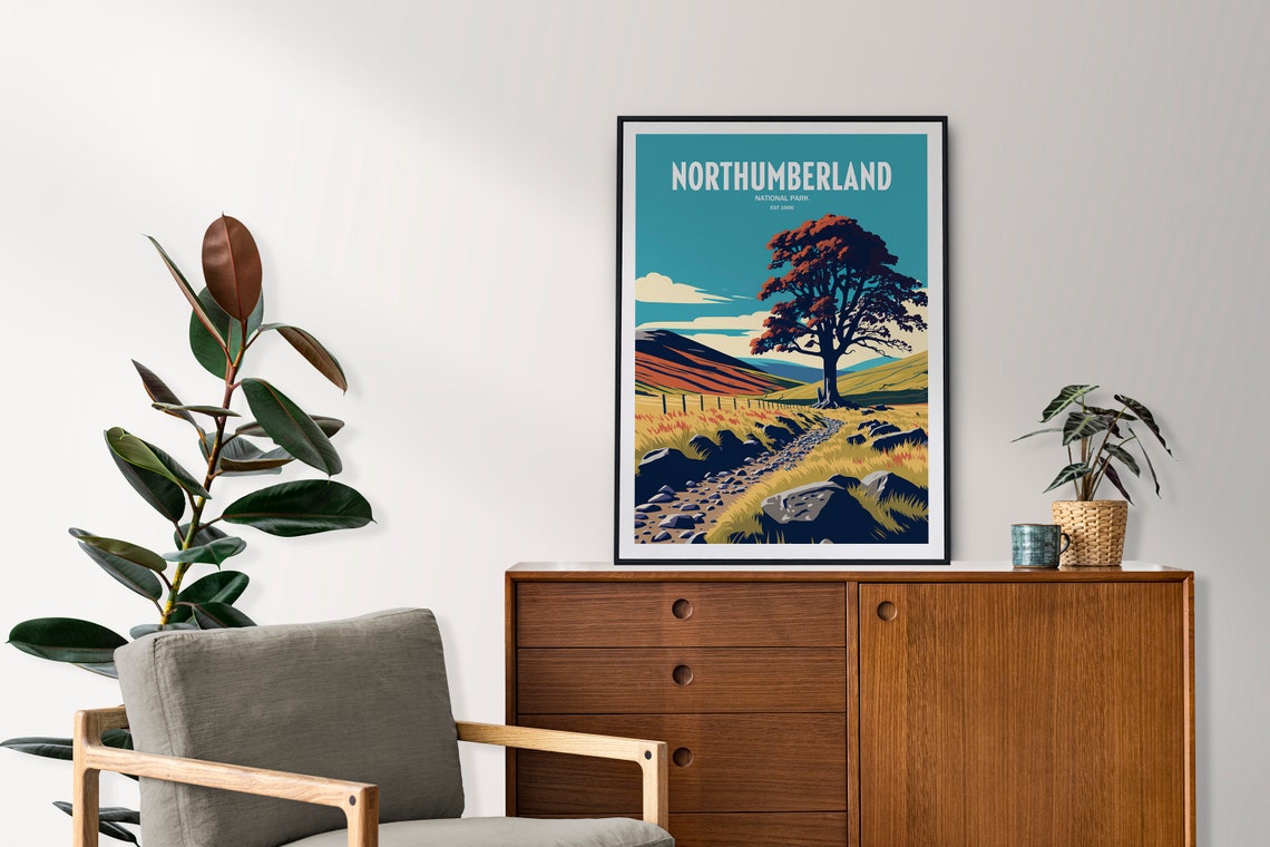 Northumberland Uk Travel Print Uk National Park Travel Art Northumberland Travel Print English Park Northumberland Travel Poster - Image 2