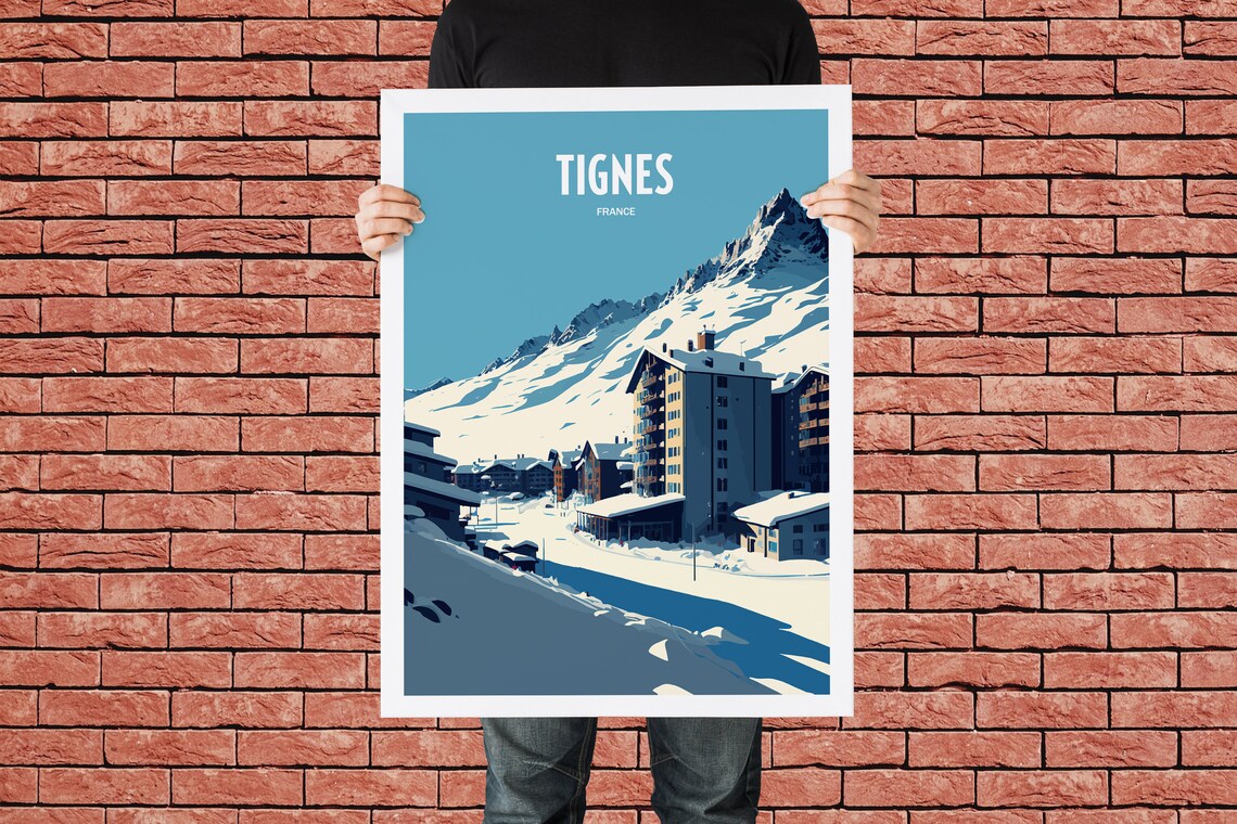 Tignes France Ski Resort Snowy Mountain Village Travel Poster - Image 4