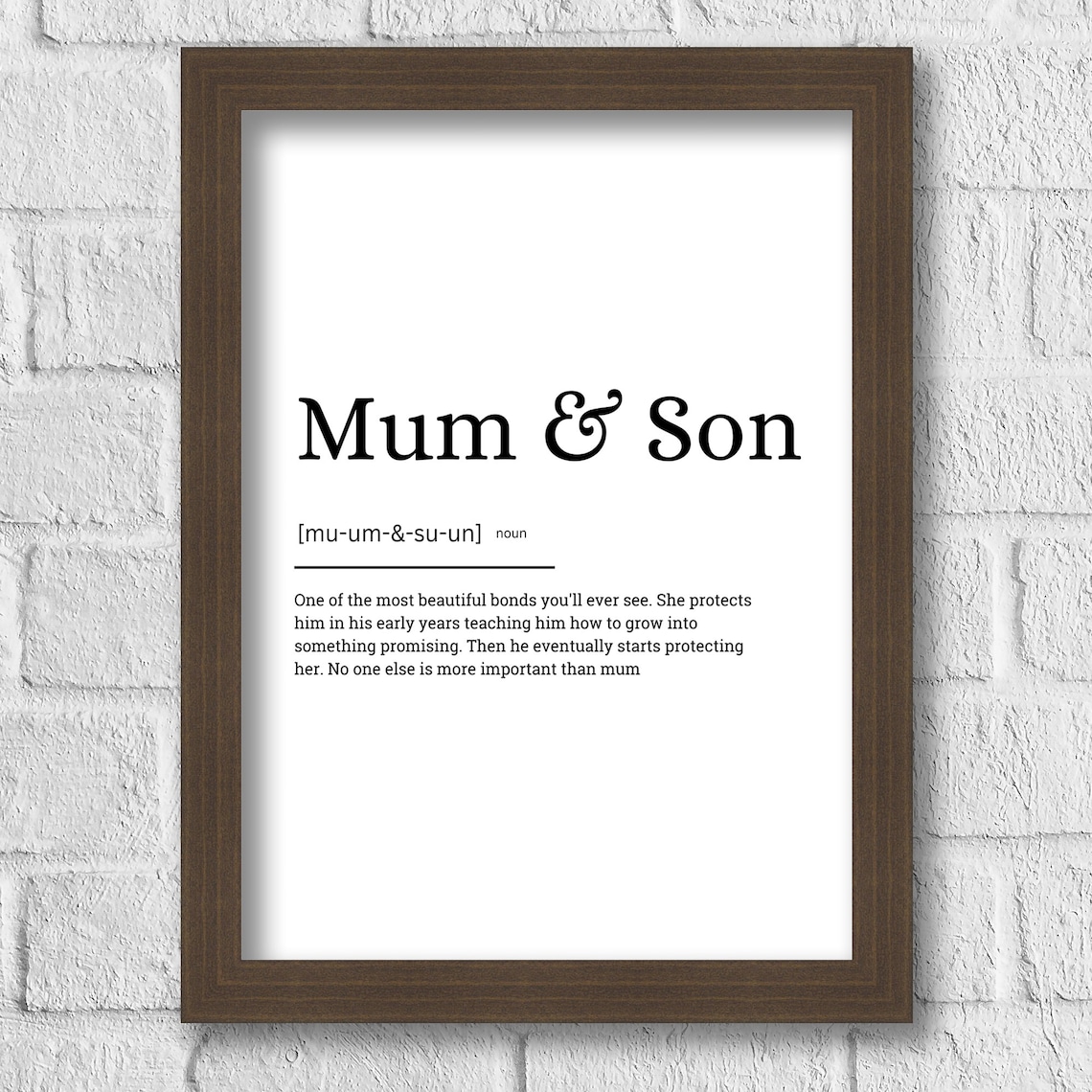 Mum Son Definition Art Print, Typography Quote - Image 2
