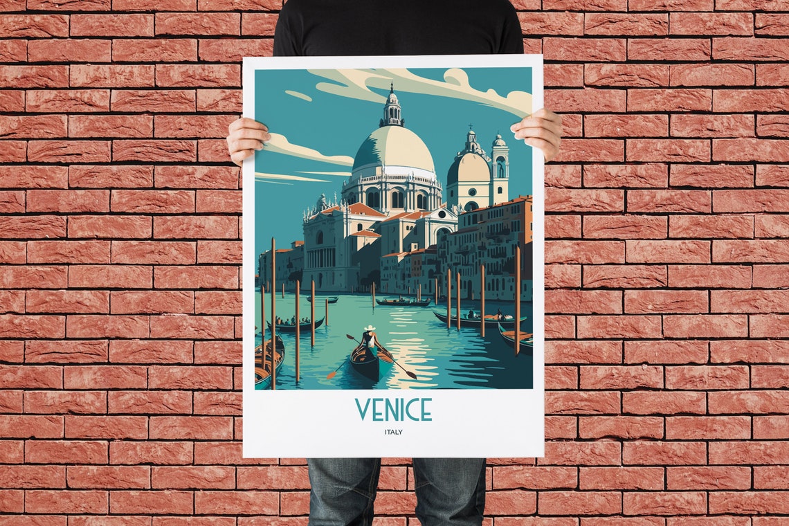 Venice Italy Grand Canal Gondolas Basilica Vintage Travel Poster - Image 3