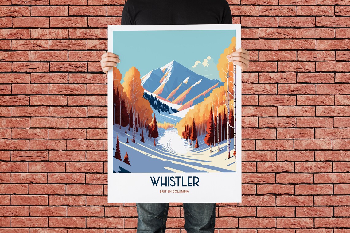 Whistler British Columbia Autumn Ski Slope Vintage Travel Poster - Image 3