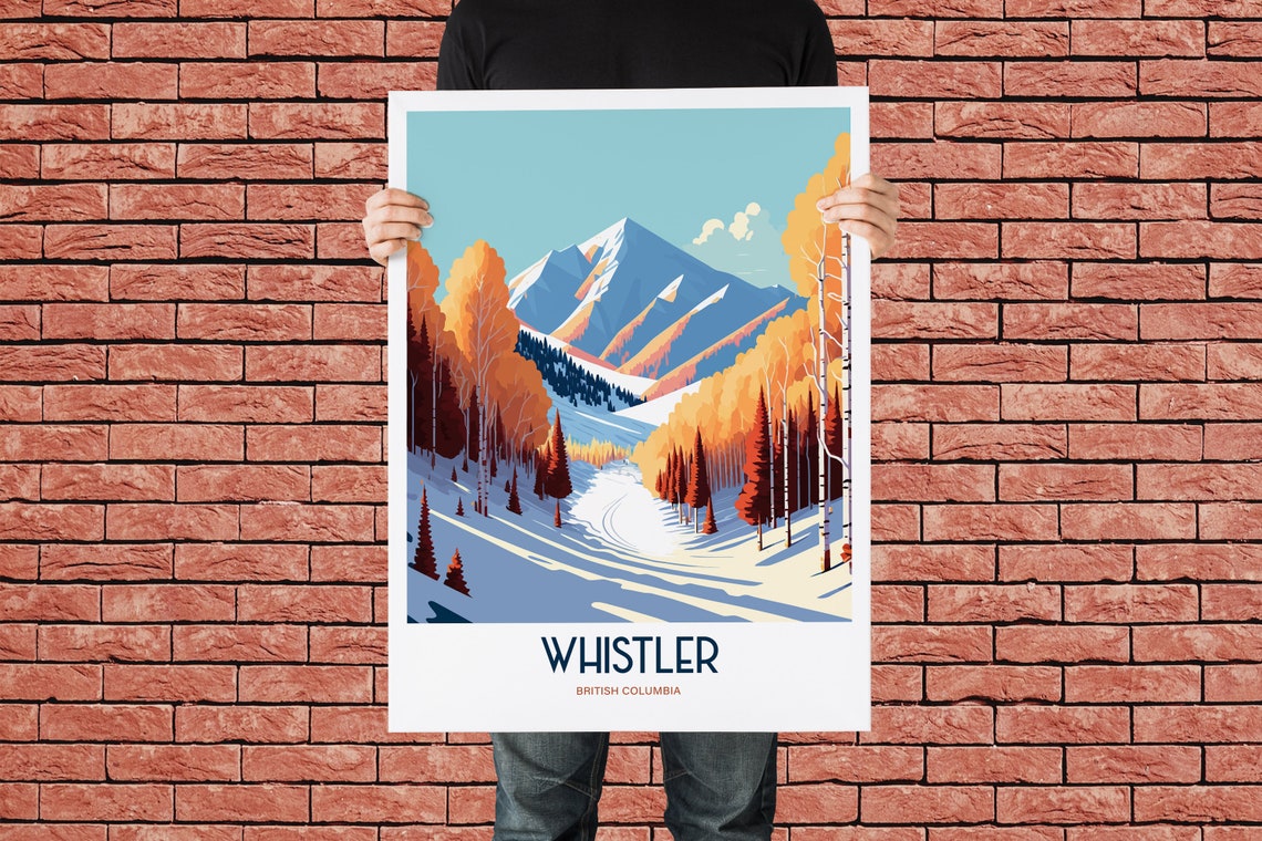 Whistler Resort Travel Print Skiing Resort Travel Art Skiing Travel Print Skiing Mountain Peak Skiing Travel Poster - Image 3