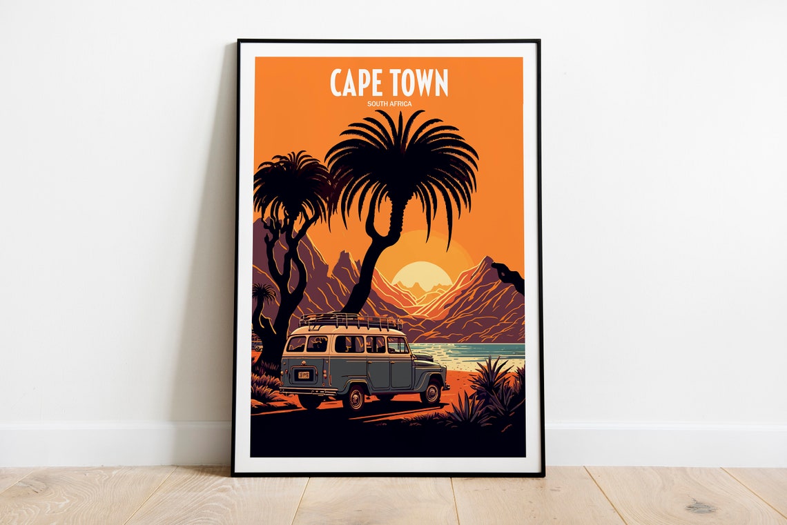 Cape Town South Africa Travel Print Cape Town Sunset Travel Art Cape Town Coast Travel Print South Africa Coastal Travel Poster