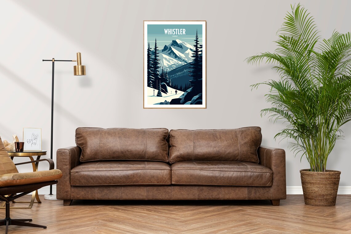 Whistler Canada Snowy Mountain Skier Pines Winter Travel Poster - Image 2