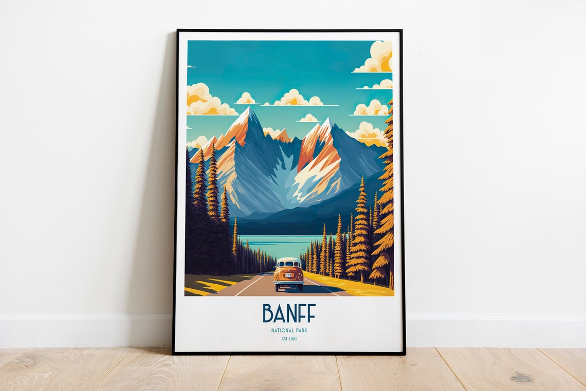 Banff National Park Travel Print National Park Travel Art Banff Travel Print Usa National Park Banff Lake Mountain Travel Poster - Image 4