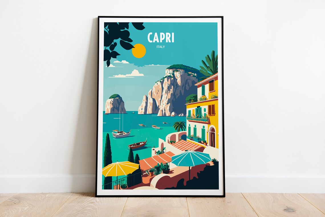 Capri Travel Poster, Europe Wall Decor