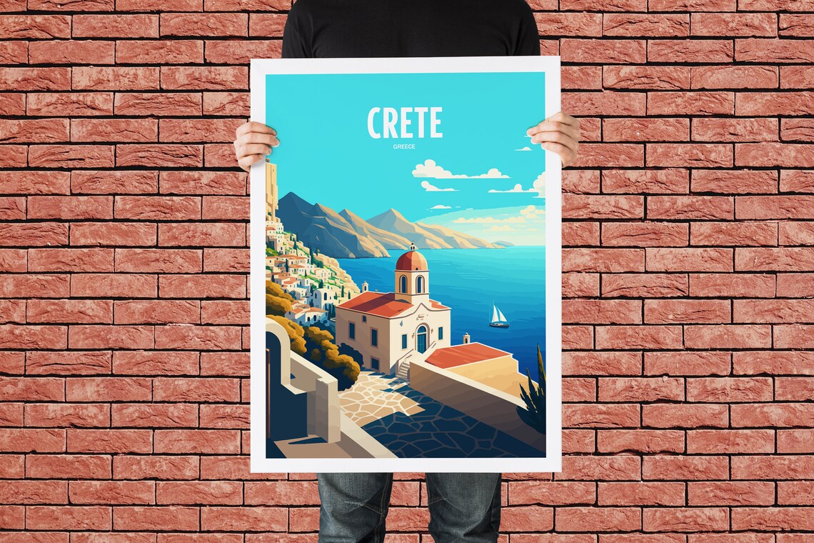 Crete Greece Travel Poster, Seaside Landmark Print - Image 4