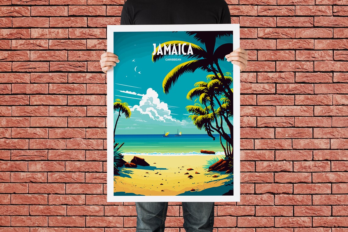 Jamaica Island Travel Poster, Caribbean Travel Art - Image 3