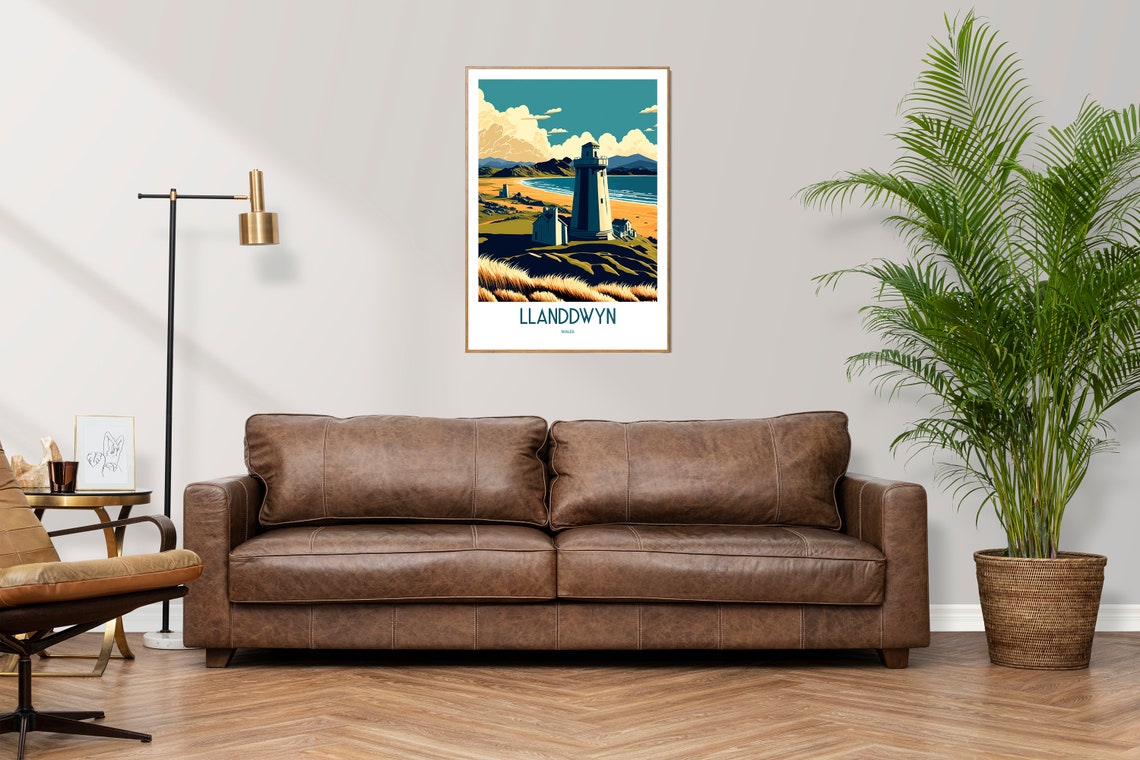 Llanddwyn Wales Island Lighthouse Beach Dunes Vintage Travel Poster - Image 4