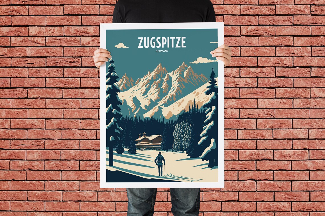 Skiing Zugspitze Travel Poster, Mountain Peak - Image 2
