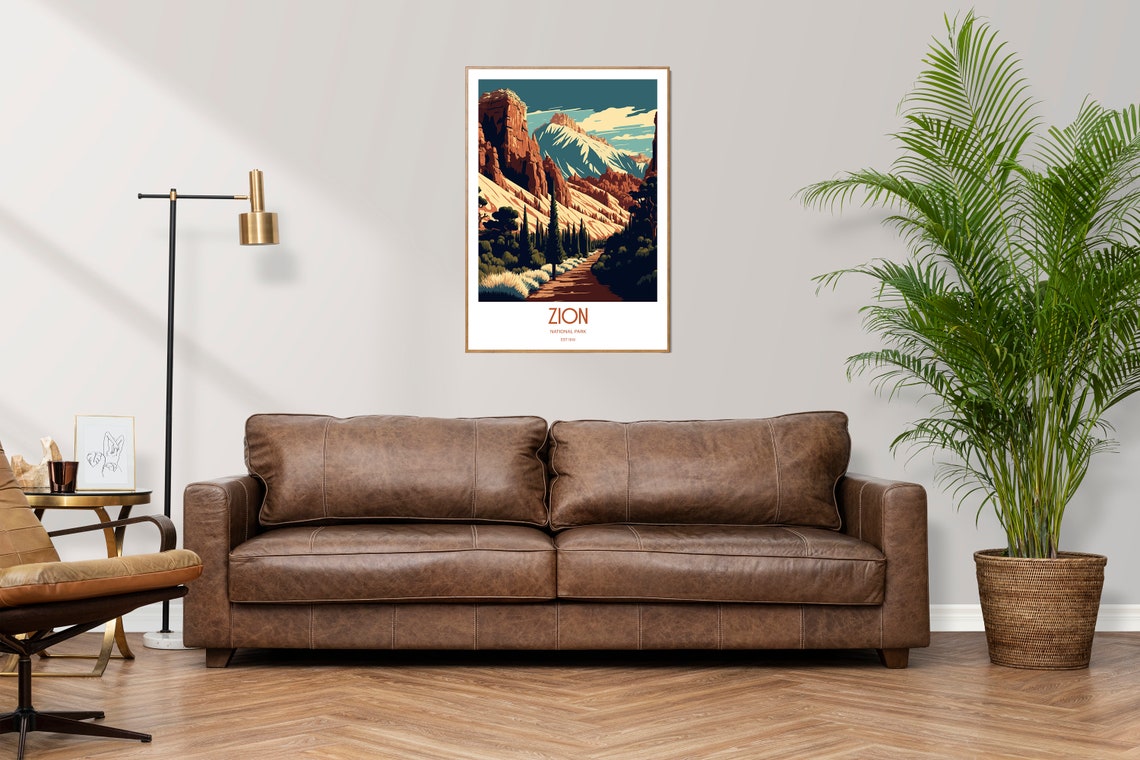 Zion National Park Red Rock Canyon Trail Vintage Travel Poster - Image 3