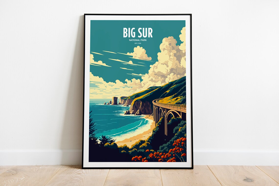 Big Sur National Park Travel Poster, USA Travel Art