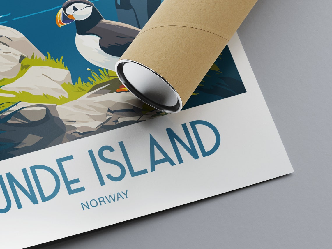 Runde Island Norway Puffin Poster with Seabirds on Sea Cliffs - Image 2