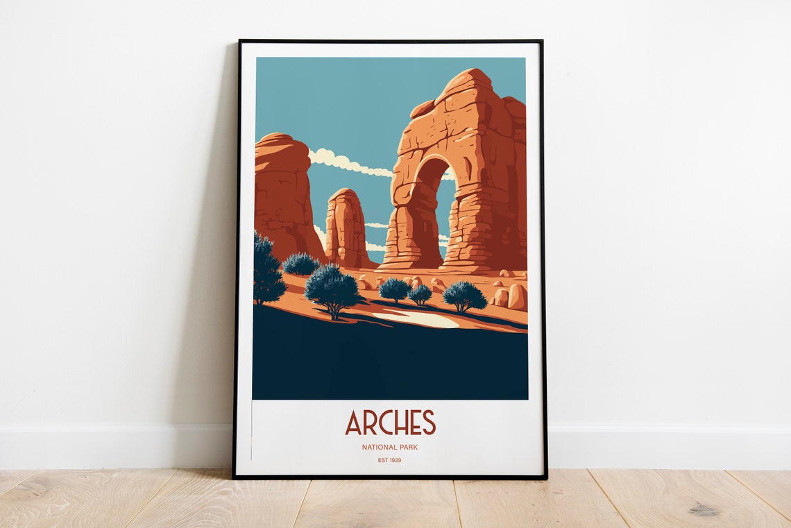 Arches National Park Travel Print National Park Travel Art Arches Travel Print Usa National Park Arches Travel Poster