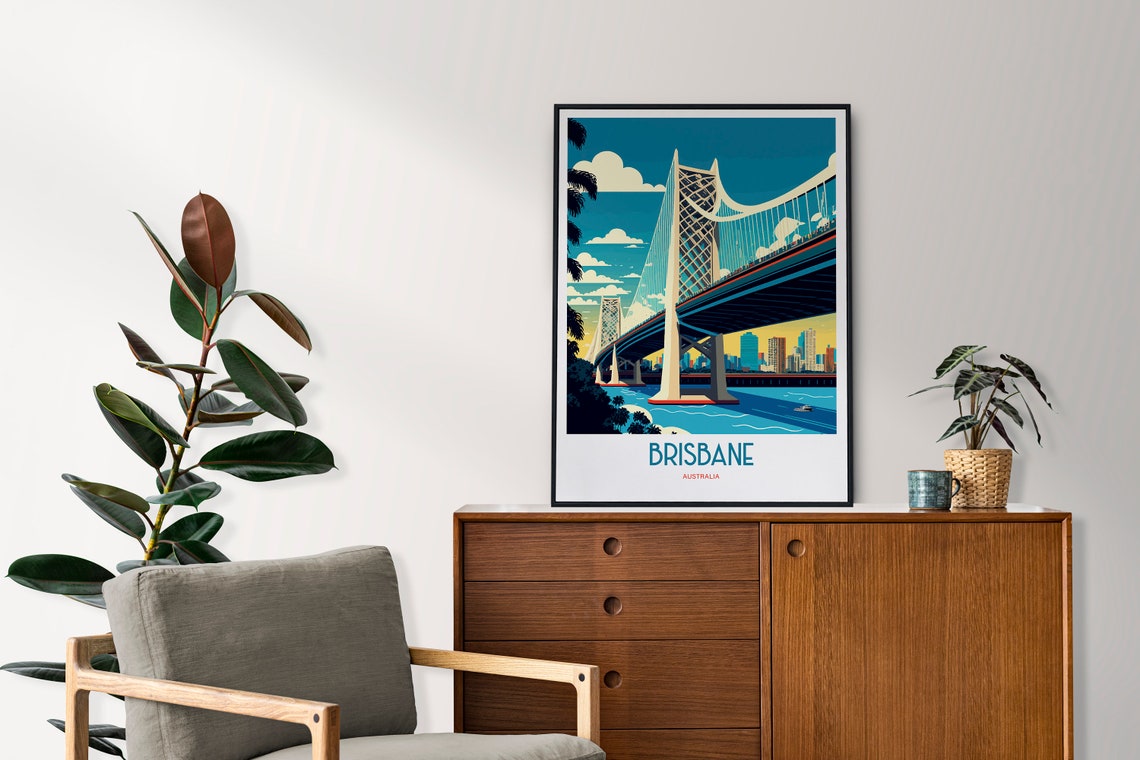 Brisbane Australia Travel Print Story Bridge Travel Art Brisbane Art Travel Print Brisbane City Brisbane Bridge Travel Poster - Image 2