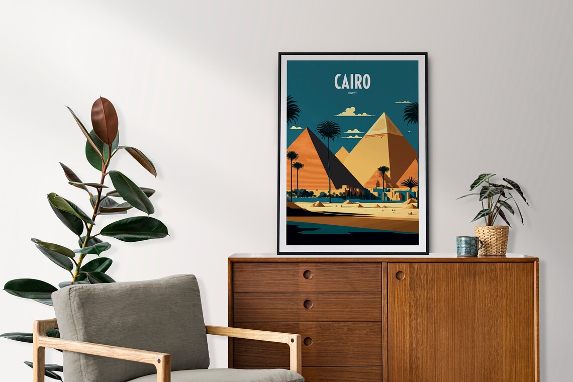 Cairo Egypt Pyramid Travel Poster, Pyramids of Giza - Image 3