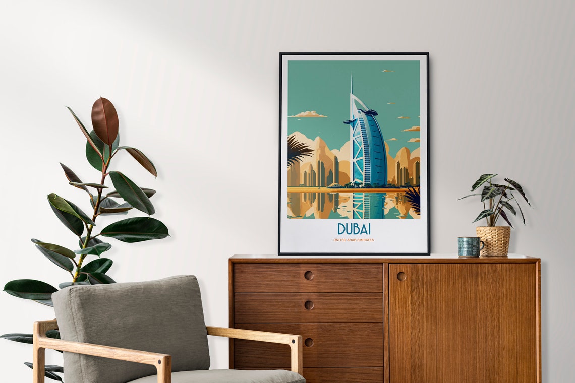 Dubai United Arab Emirates Burj Al Arab Harbor Skyline Poster - Image 2