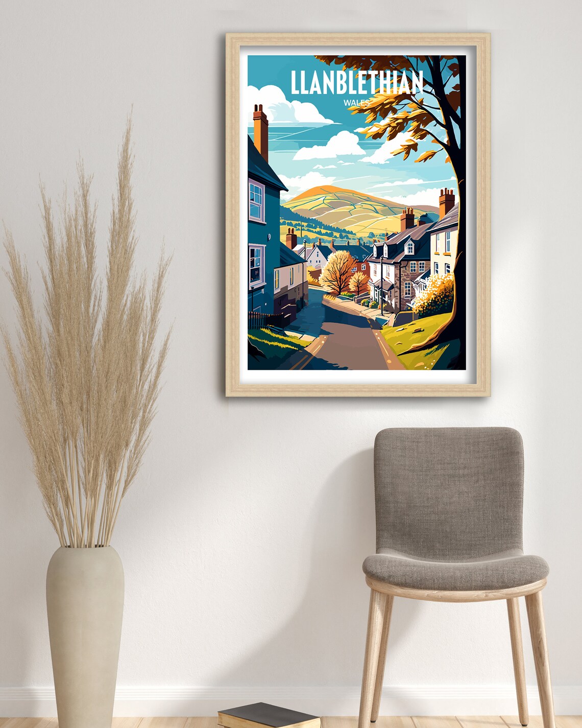 Llanblethian Wales Village Street Poster Cottage Hills Vintage Travel - Image 4