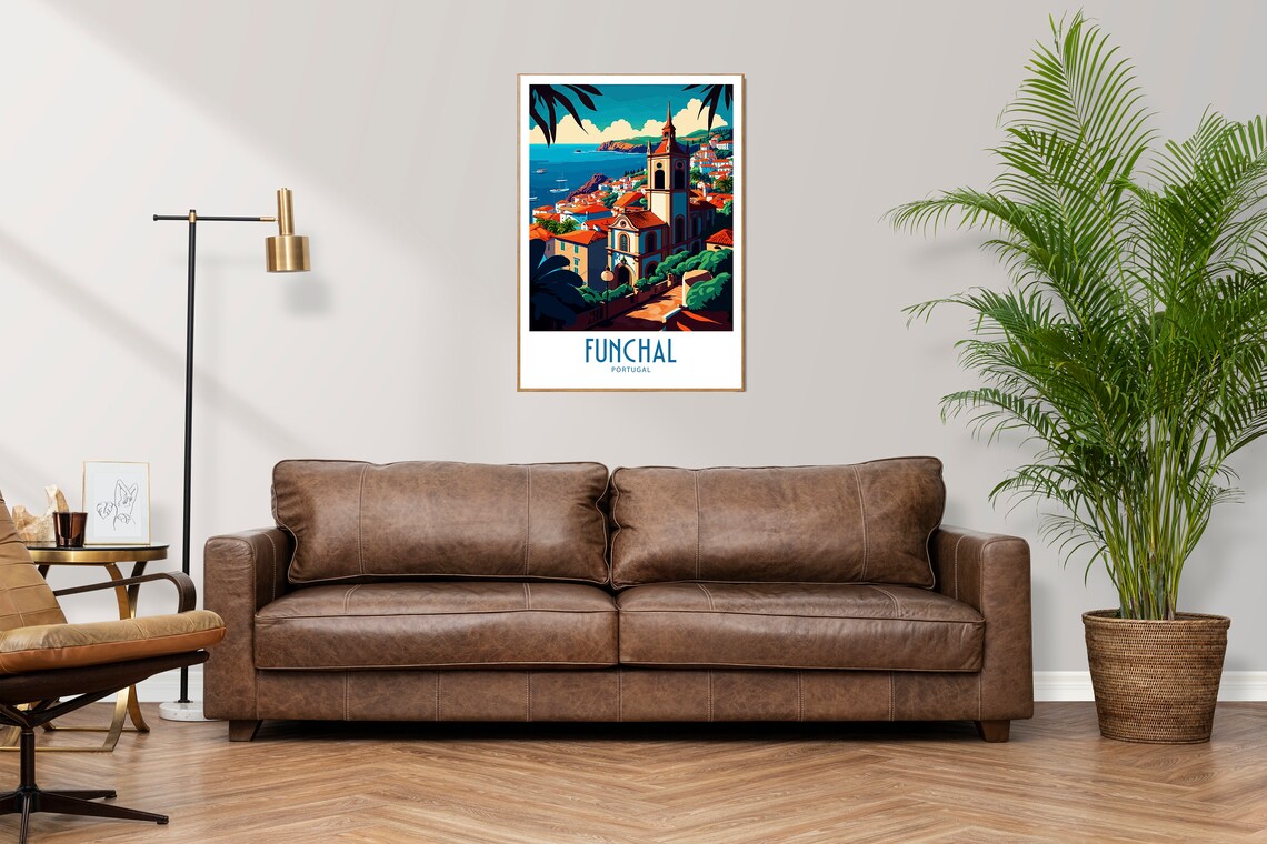 Funchal Madeira Portugal Travel Poster with Coastal Town Boats - Image 4