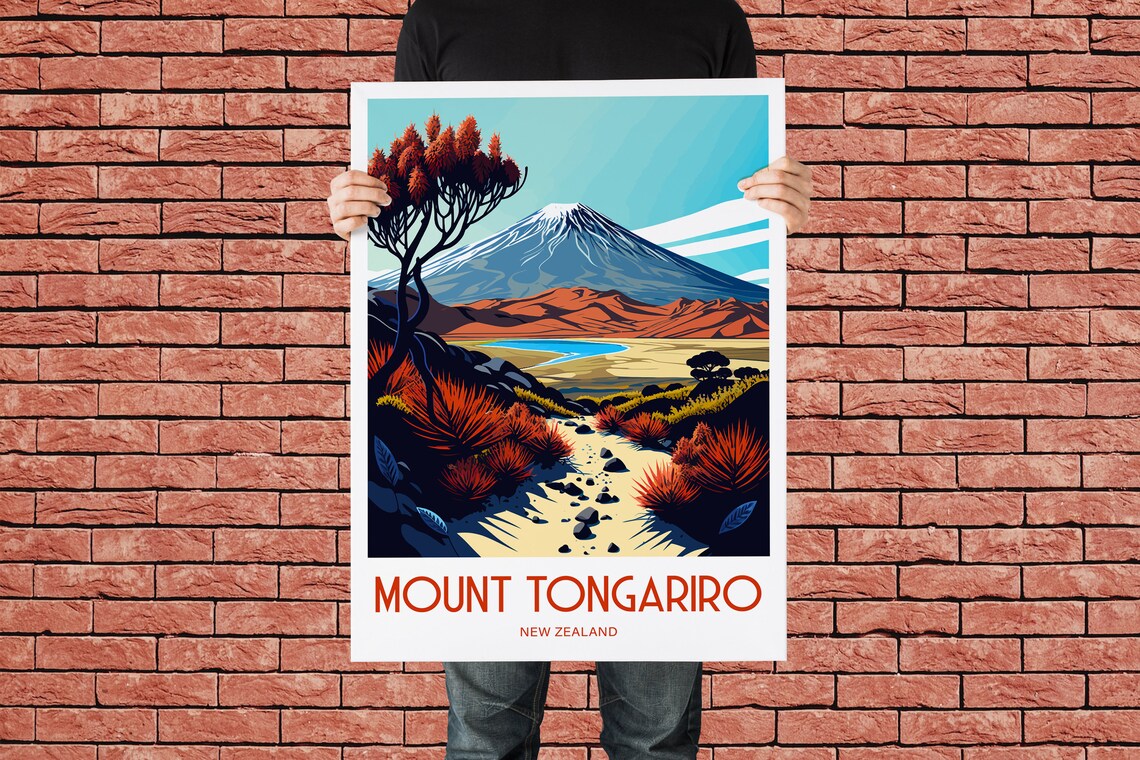 Mt Tongariro New Zealand Travel Poster Art Print - Image 2