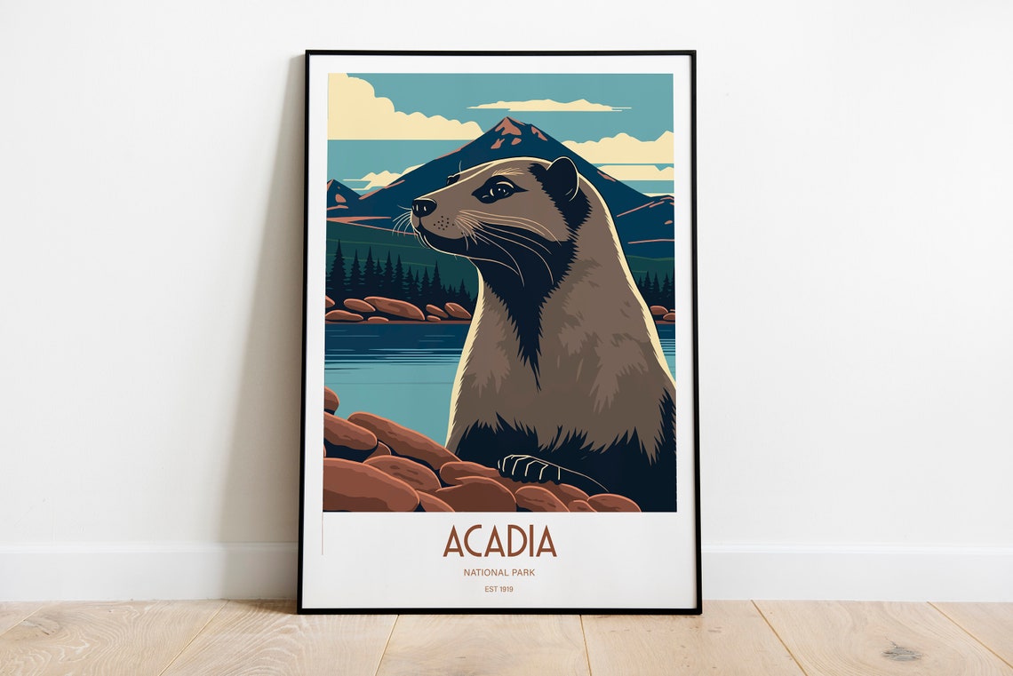 Acadia National Park Travel Print National Park Travel Art Acadia Travel Print Usa National Park Acadia Sea Travel Poster