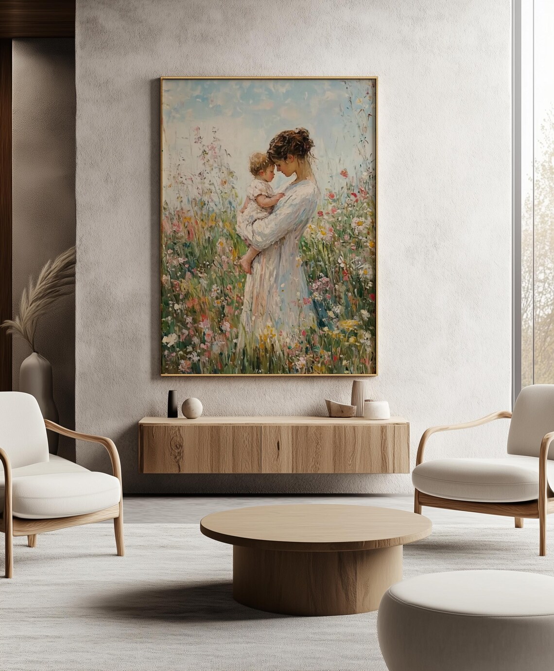 Mother And Child In Wildflower Field Art Print - Image 3