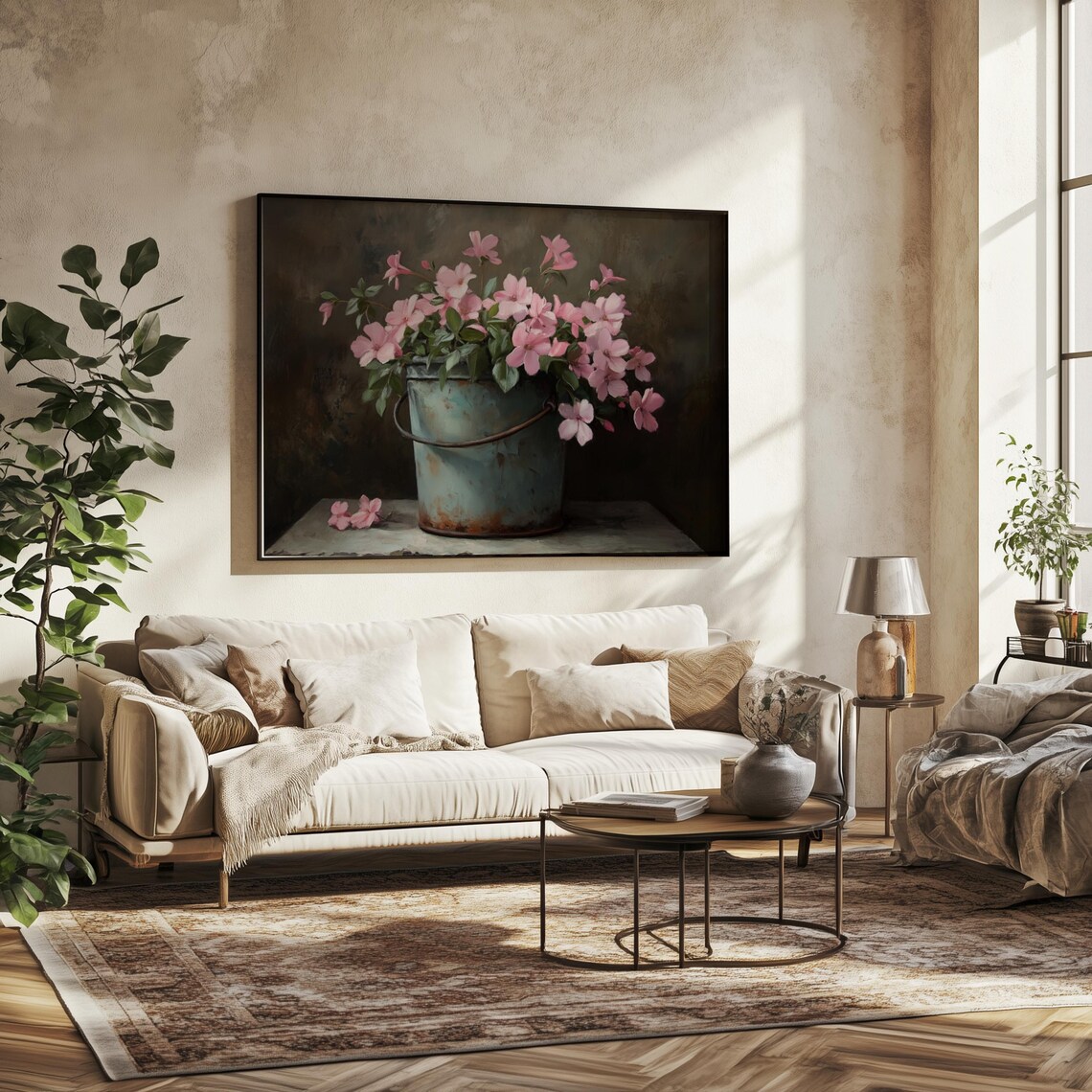 Vintage French Country Moody Floral Art Print - Image 3