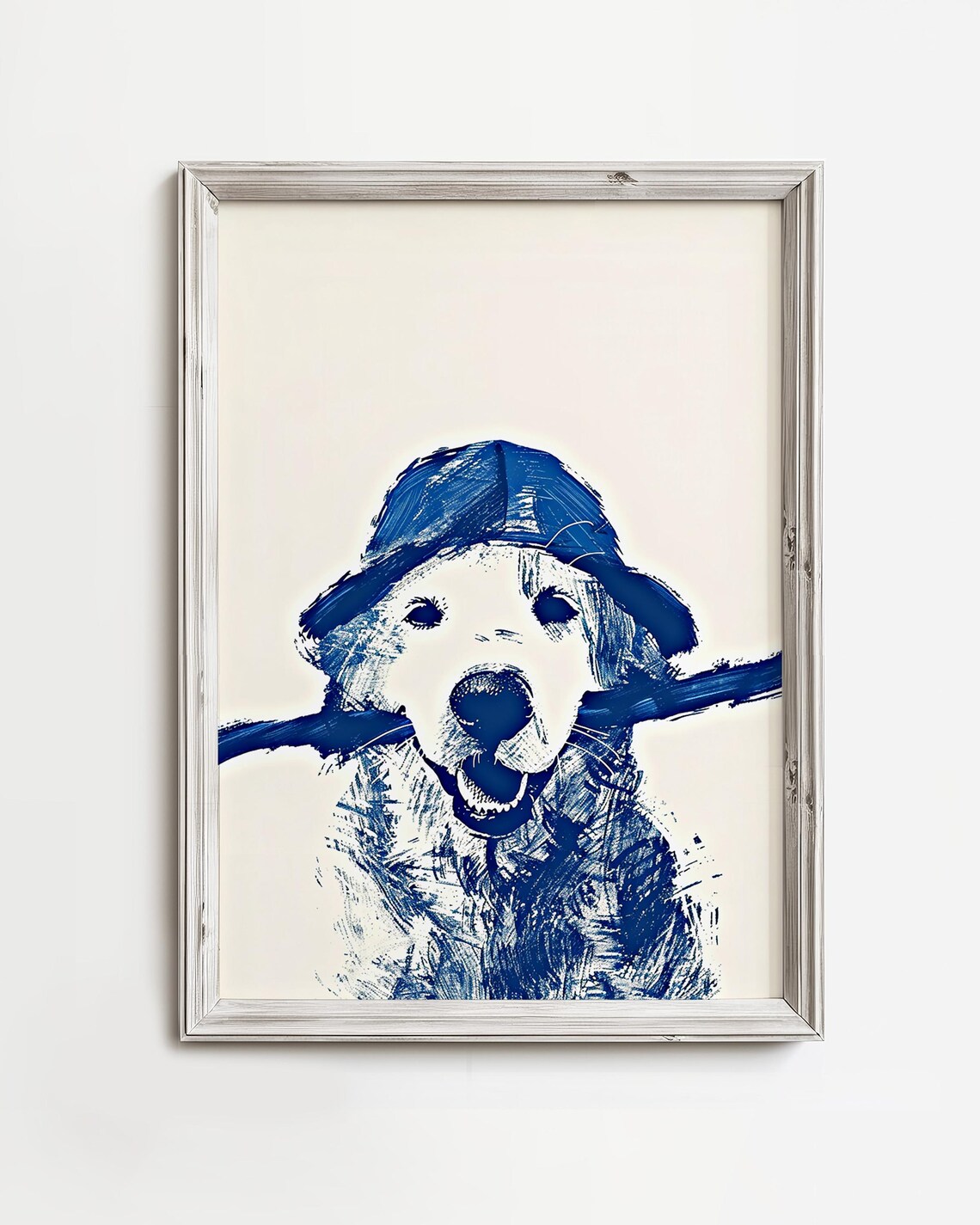 Golden Retriever Beach Hat Sketch Art Print