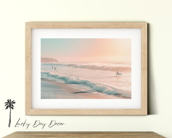 Ocean Prints Morning Surfers Neutral Beach Decor Tropical Print Surf Art Sea Surfboard Poster Lover Coastline