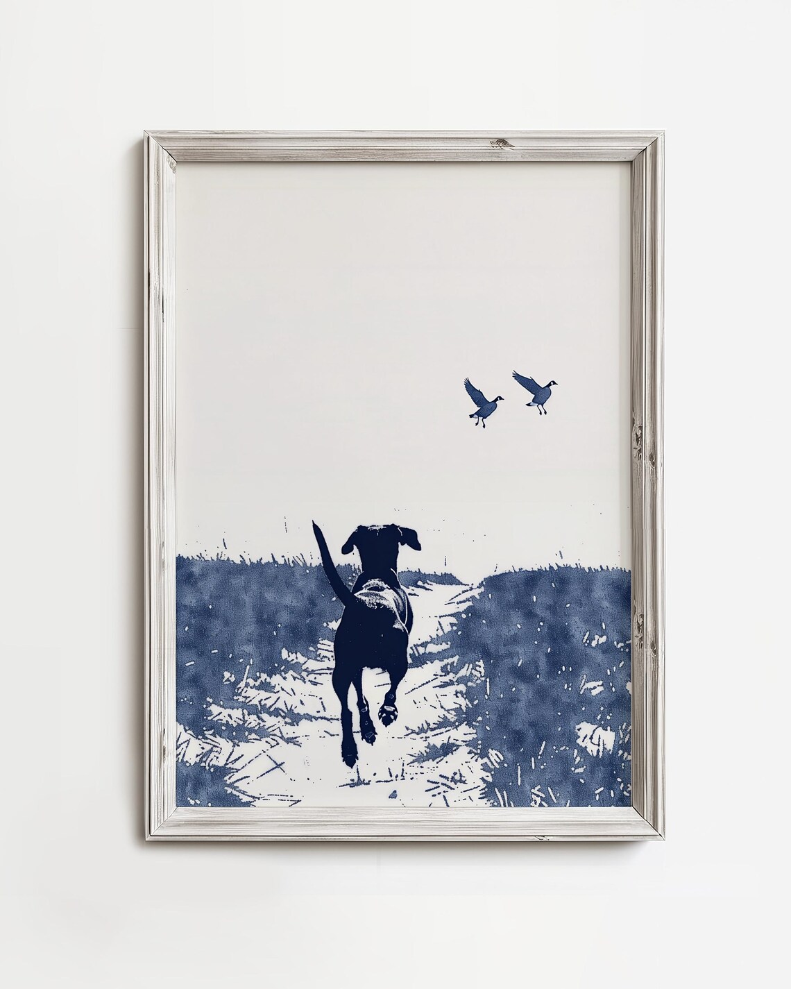 Happy Beach Dog Chases Summer Lake, Cute Dog Art Print