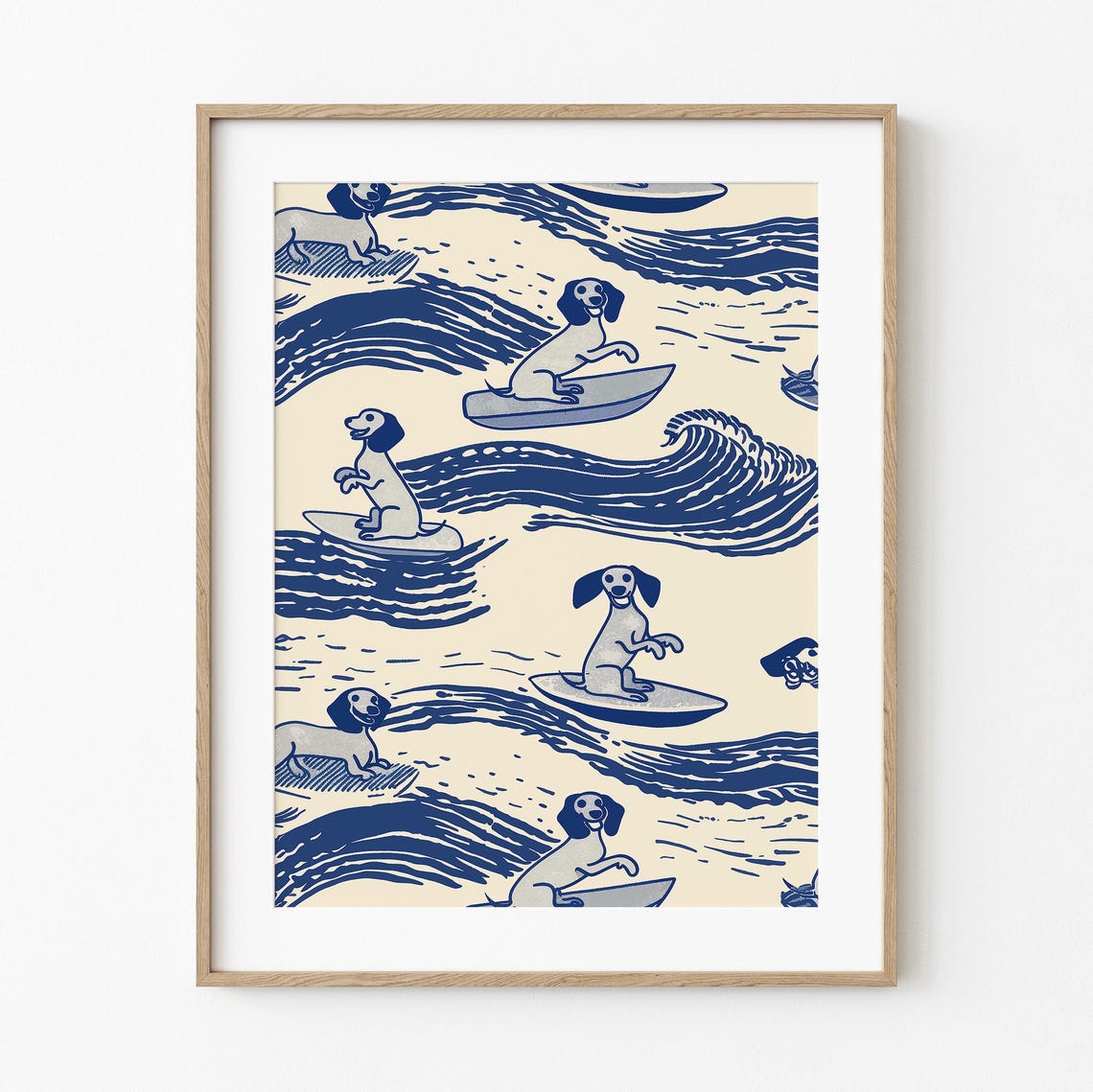 Surfing Dogs Hula Dance Art Print